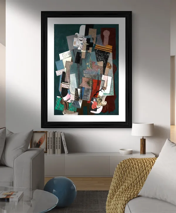 Man_with_A_Pipe_1915,_A_Painting_by_Pablo_Picasso,_Framed,_Wall_Decor,_Multicolor