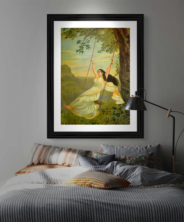 �Rambha_and_Mohini,_Painting_Raja_Ravi_Varma_Paintings,_Set_of_2,_Framed,_Multicolor