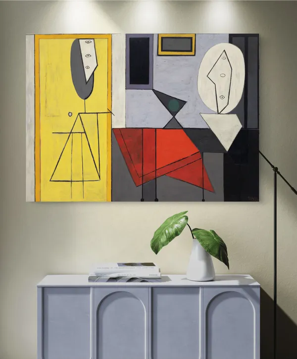 The_Studio_1928,_A_Painting_by_Pablo_Picasso,_Framed_Canvas,_Multicolor