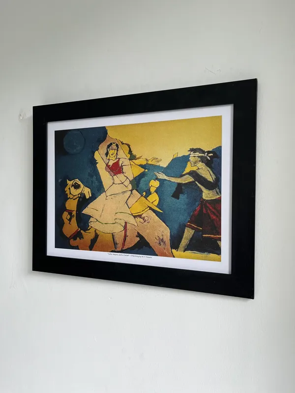 Laila-Majnu_and_Camel-_M.F._Husain's_Painting,_Framed,_Wall_Decor,_Multicolor