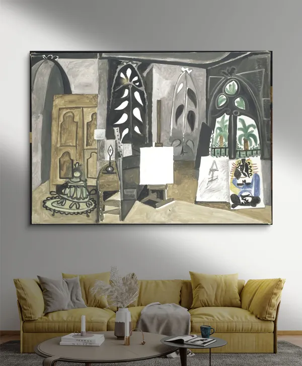 The_Studio_at_La_Colifornie_1956,_A_Painting_by_Pablo_Picasso,_Framed_Canvas,_Multicolor