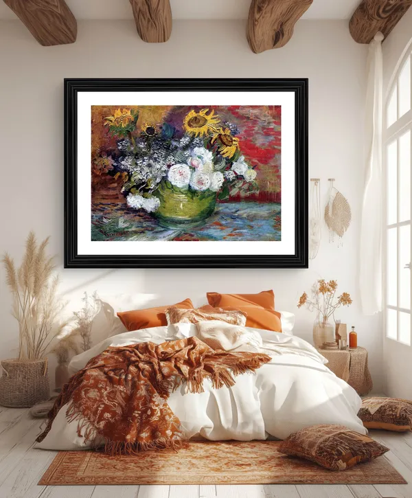 Still_Life_with_Roses_and_Sunflowers_1886,_A_Painting_by_Van_Gogh,_Framed,_Wall_Decor,_Multicolor