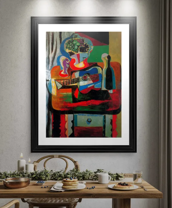 Lovers_&_Guitar,_Bottle,_Fruit_Dish,_Paintings_by_Pablo_Picasso,_Framed,_Set_of_2,_,_Multicolor