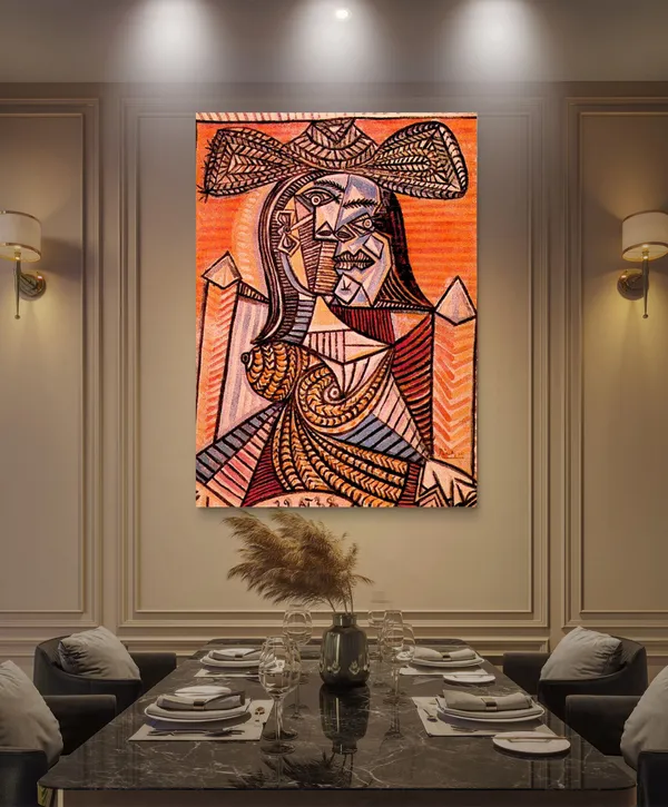 Seated_Woman_1938,_A_Painting_by_Pablo_Picasso,_Framed_Canvas,_Multicolor