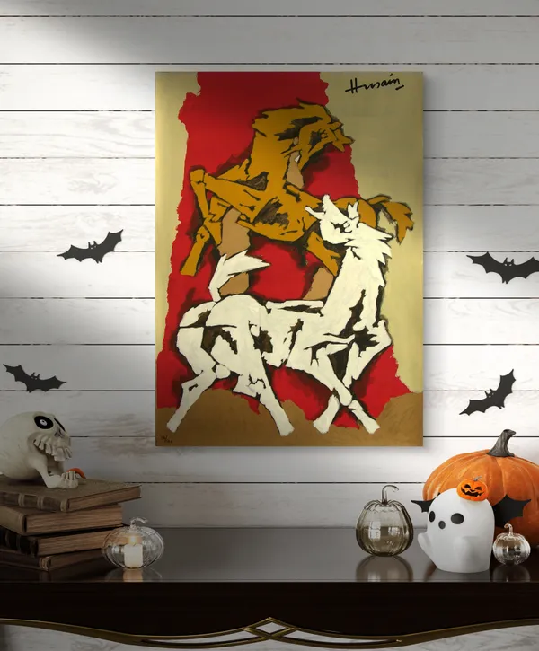 Horse's_Love-_M.F._Husain's_Painting,_Framed_Canvas,_Wall_Decor,_Multicolor