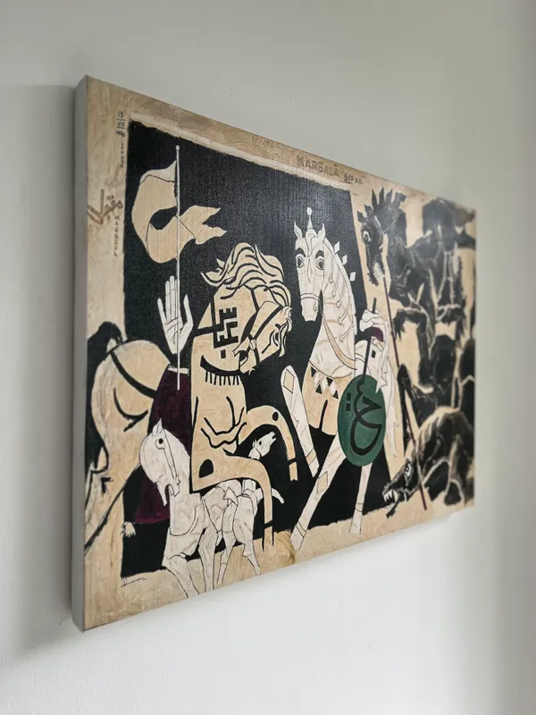 Five_Horses_and_the_Battle-_M.F._Husain's_Painting,_Framed_Canvas,_Wall_Decor,_Multicolor