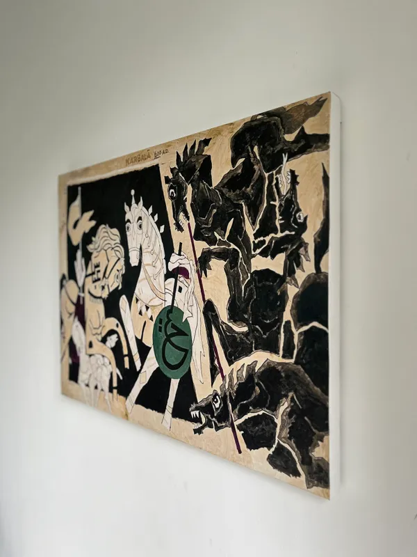 Five_Horses_and_the_Battle-_M.F._Husain's_Painting,_Framed_Canvas,_Wall_Decor,_Multicolor