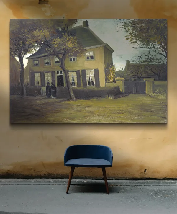 The_Vicarage_at_Nuenen_1885,_A_Painting_by_Van_Gogh,_Framed_Canvas,_Wall_Decor,_Multicolor