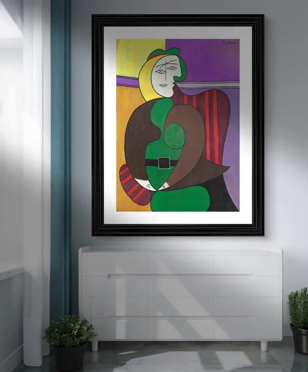 The_Red_Armchair_1931,_A_Painting_by_Pablo_Picasso,_Framed,_Wall_Decor,_Multicolor