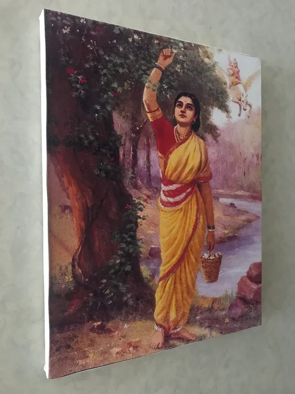 �Ahilya_in_Upwan,_Raja_Ravi_Varma_Paintings,_Set_of_2,_Framed_Canvas,_Multicolor