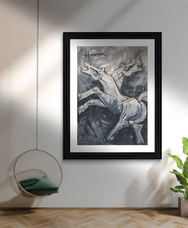 Horse-_M.F._Husain's_Painting,_Framed,_Wall_Decor,_Multicolor