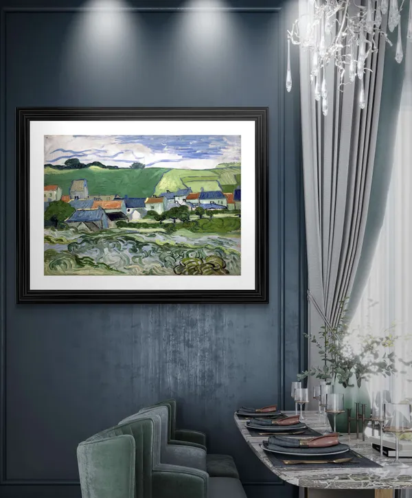 View_of_Auvers_1890,_A_Painting_by_Van_Gogh,_Framed,_Wall_Decor,_Multicolor