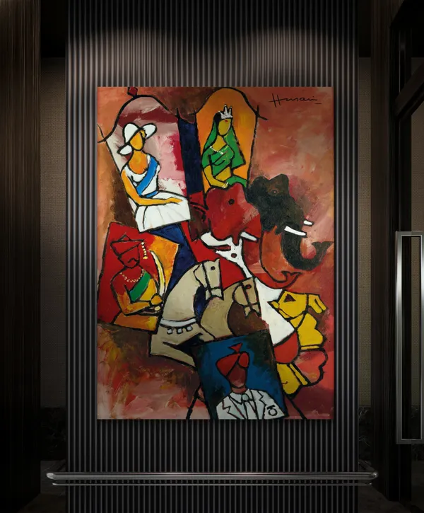 Royal_Procession-_M.F._Husain's_Painting,_Framed_Canvas,_Wall_Decor,_Multicolor