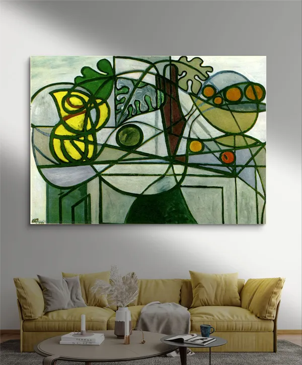 Still_Life_Replica,_A_Painting_by_Pablo_Picasso,_Framed_Canvas,_Multicolor
