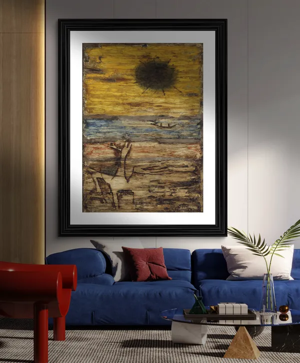 The_Lost_Princess*_(1964)_&_*Wasteland*_(1963)-Set_of_2_Paintings_by_M.F._Husain,_Framed,_Wall_Decor,_Multicolor