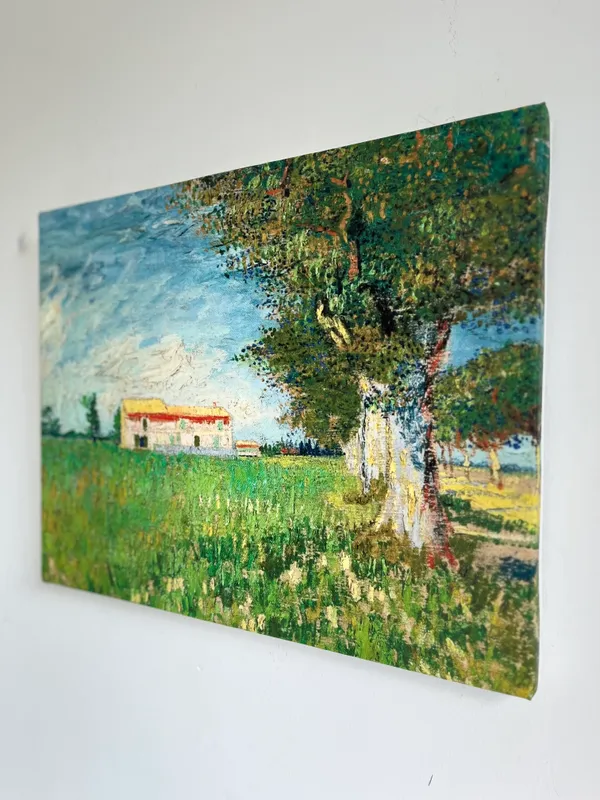 Farmhouse,_Wheatfield_&_a_Partridge,_Paintings_by_Van_Gogh,_Framed_Canvas,_Set_of_2_,_Multicolor
