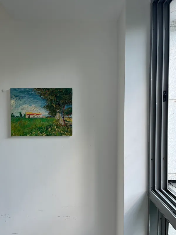 Farmhouse,_Wheatfield_&_a_Partridge,_Paintings_by_Van_Gogh,_Framed_Canvas,_Set_of_2_,_Multicolor