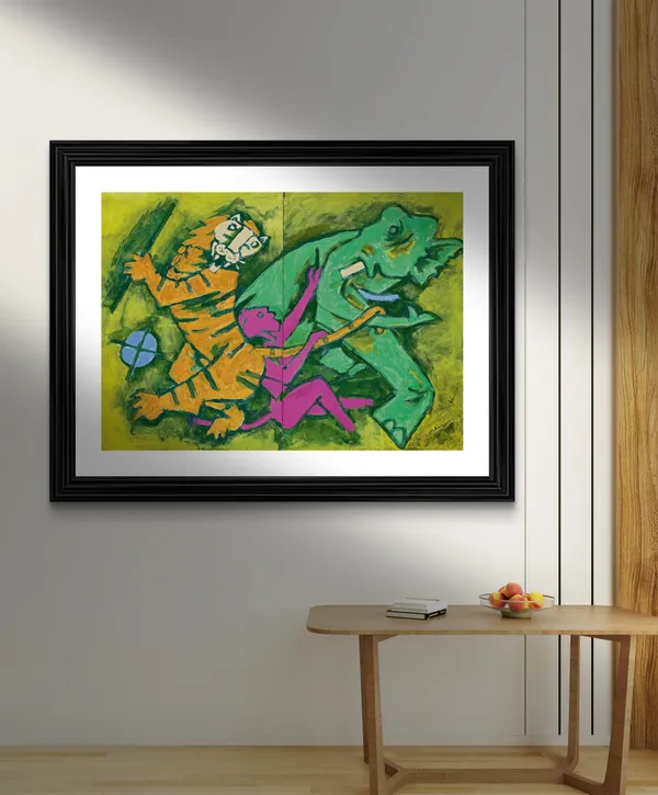 Spirit_of_India-_M.F._Husain's_Painting,_Framed,_Wall_Decor,_Multicolor