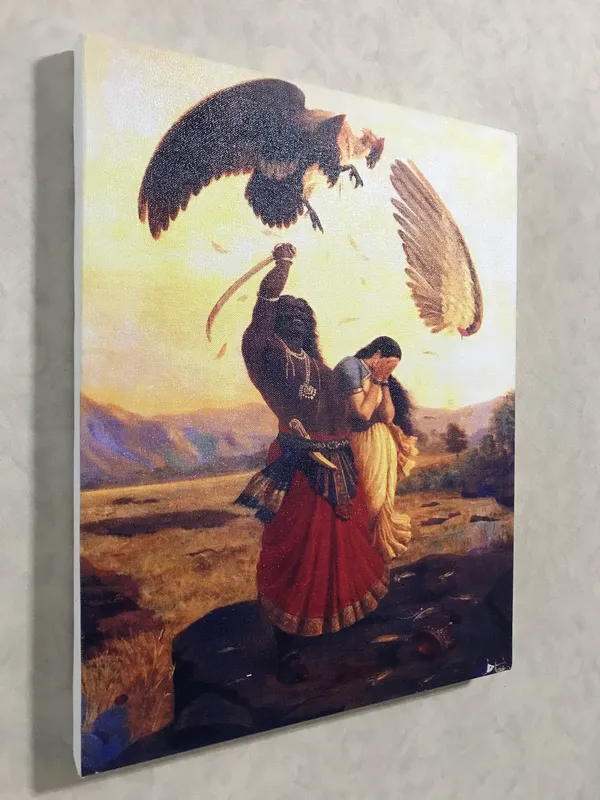 �Seeta-_Ashok-Watika_&_Jatayu�_Raja_Ravi_Varma_Paintings,_Set_of_2,_Framed_Canvas,_Multicolor
