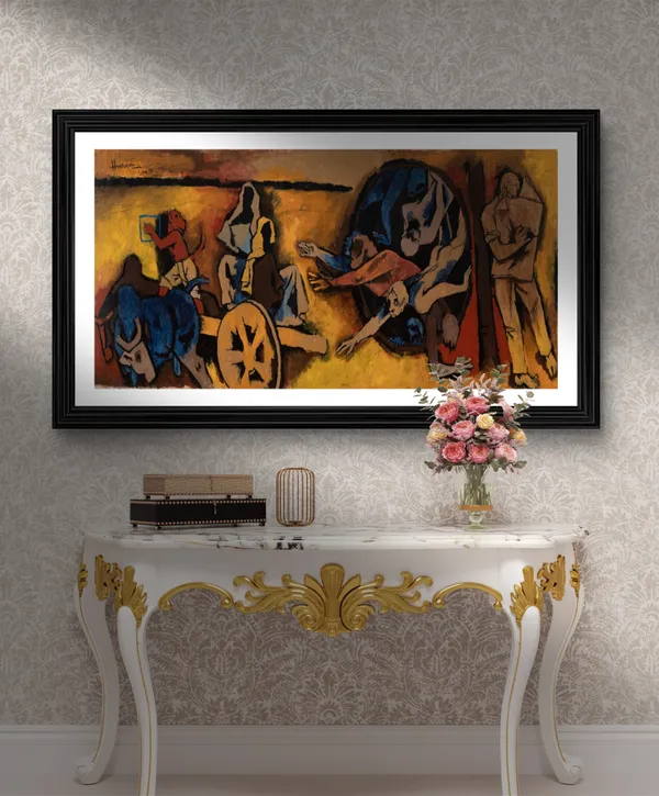 Beyond_Theory_(India_Series_Paintings)-_M.F._Husain's_Painting,_Framed,_Wall_Decor,_Multicolor