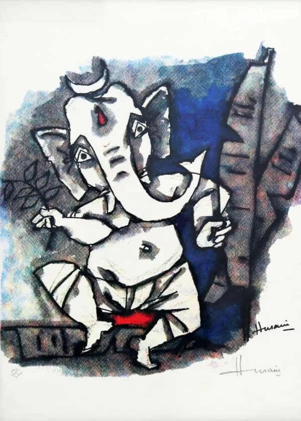 Ganesha_Dances-_M.F._Husain's_Painting,_Unframed_Canvas_Print,_Wall_Decor,_Multicolour