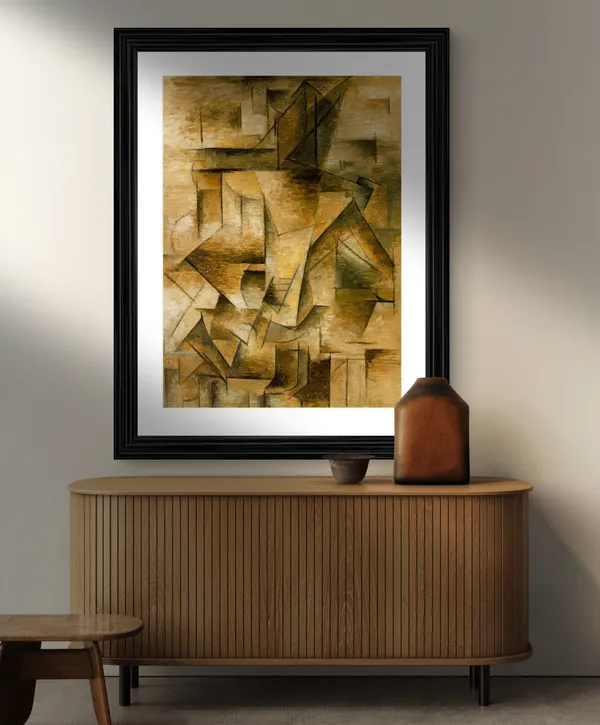 Guitar_Player_1910,_A_Painting_by_Pablo_Picasso,_Framed,_Wall_Decor,_Multicolor