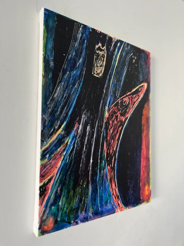 Man_and_Animal_in_Abstract_-_A_Painting_by_Rabindranath_Tagore,_Wall_Decor,_Framed_Canvas,_Multicolor