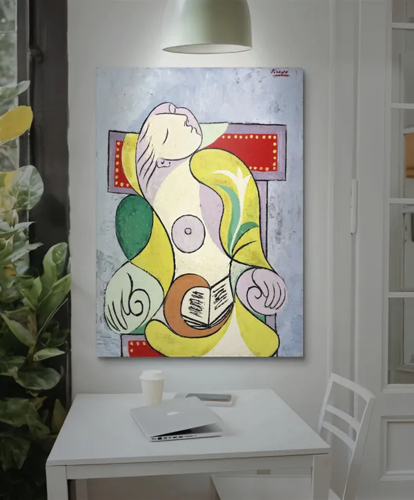 La_Lecture_(Reading)_1932,_A_Painting_by_Pablo_Picasso,_Framed_Canvas,_Wall_Decor,_Multicolor