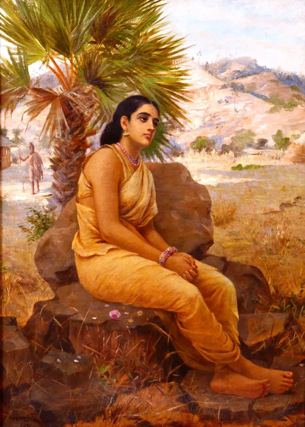 Seeta_in_Vanwas,_1880,_A_Raja_Ravi_Varma_Painting,_Framed_Canvas,_Wall_Decor,_Multicolor