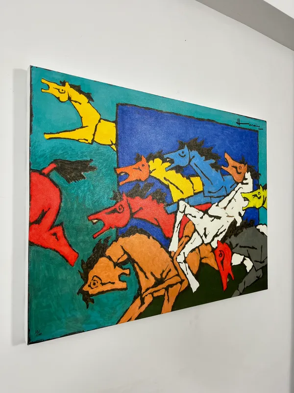 The_Horses-_M.F._Husain's_Painting,_Framed_Canvas,_Wall_Decor,_Multicolor
