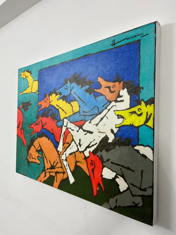The_Horses-_M.F._Husain's_Painting,_Framed_Canvas,_Wall_Decor,_Multicolor