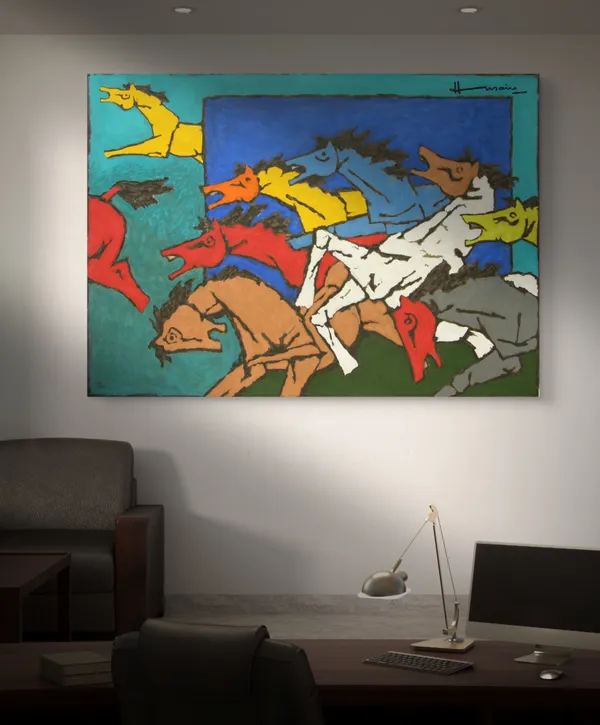 The_Horses-_M.F._Husain's_Painting,_Framed_Canvas,_Wall_Decor,_Multicolor