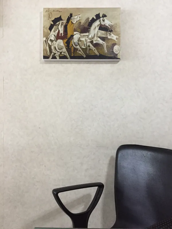 Four_Horses*_-Set_of_2_Paintings_by_M.F._Husain,_Framed_Canvas,_Wall_Decor,_Multicolor