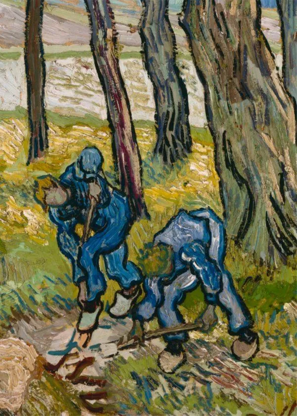Two_Diggers_Among_Trees_1889,_A_Painting_by_Van_Gogh,_Framed_Canvas,_Wall_Decor,_Multicolor