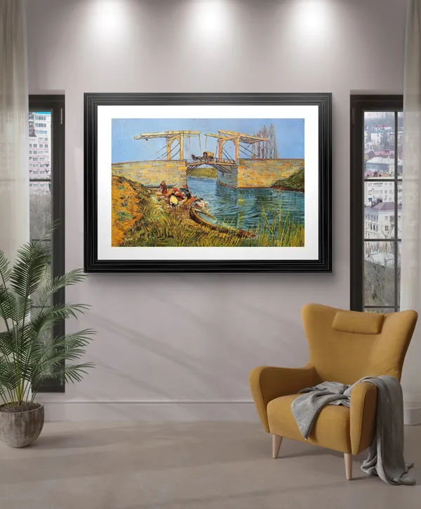 The_Langlois_Bridge_at_Arles_1888,_A_Painting_by_Van_Gogh,_Framed,_Wall_Decor,_Multicolor