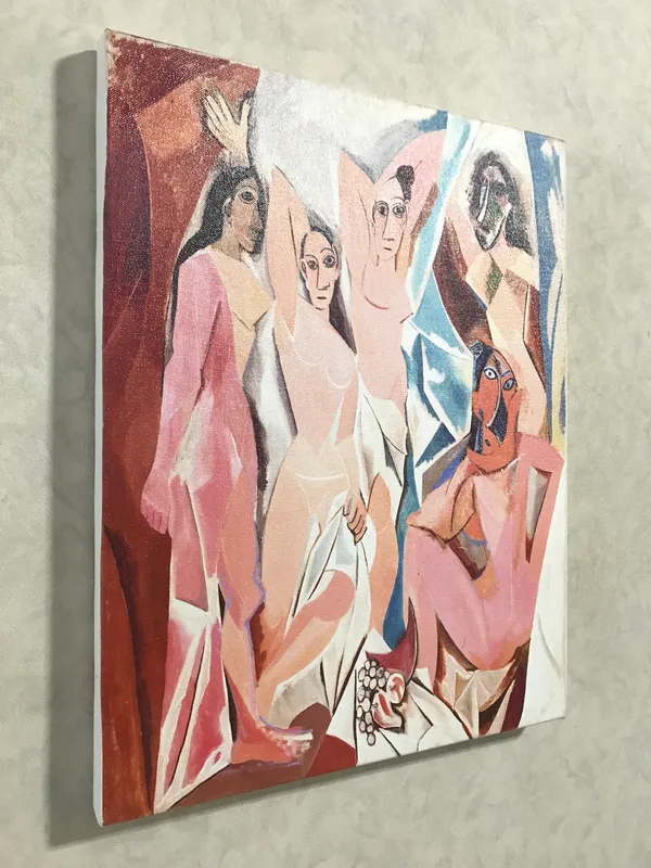 The_Ladies_of_Avignon_1907,_A_Painting_by_Pablo_Picasso,_Framed_Canvas,_Wall_Decor,_Multicolor
