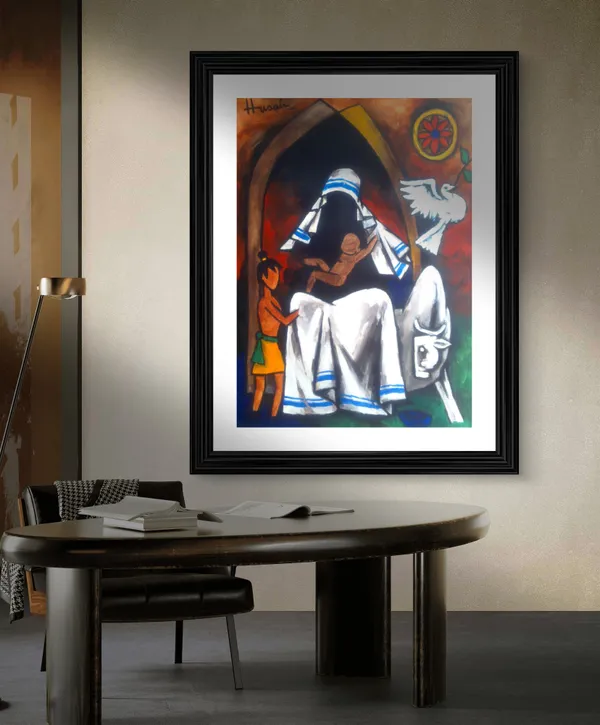 Mother_Teresa-_Goddess_of_Peace-_M.F._Husain's_Painting,_Framed,_Wall_Decor,_Multicolor