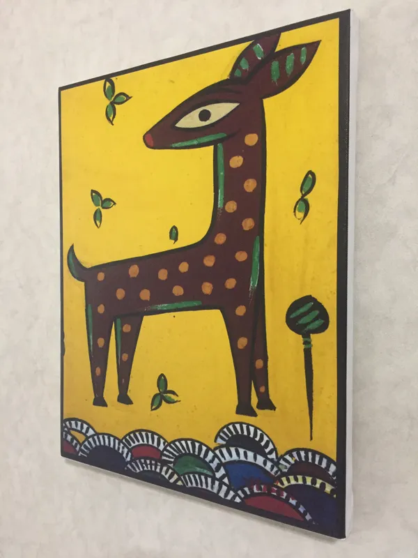 Deer*_-_A_Jamini_Roy_Painting,_Framed_Canvas_Wall_Decor,_Multicolor