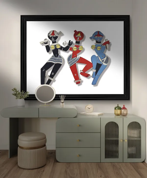 Lady_Dancers-_M.F._Husain's_Painting,_Framed,_Wall_Decor,_Multicolor
