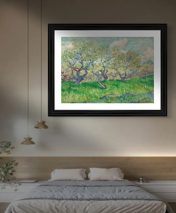 Orchard_in_Blossom_1889,_A_Painting_by_Van_Gogh,_Framed,_Wall_Decor,_Multicolor