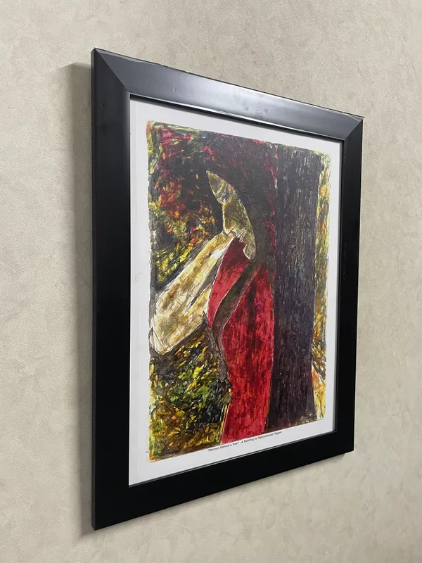 Woman_behind_a_Tree_-_A_Painting_by_Rabindranath_Tagore,_Wall_Decor,_Framed,_Multicolor