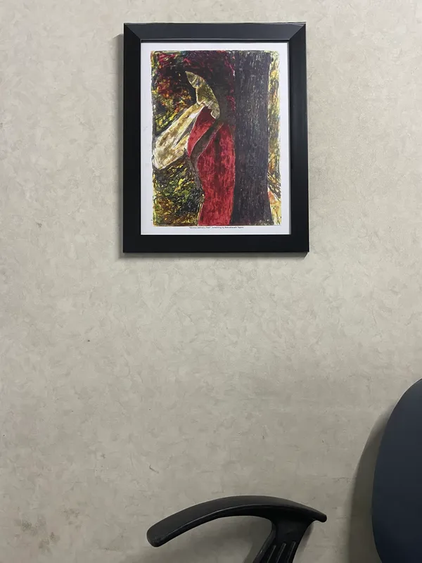 Woman_behind_a_Tree_-_A_Painting_by_Rabindranath_Tagore,_Wall_Decor,_Framed,_Multicolor