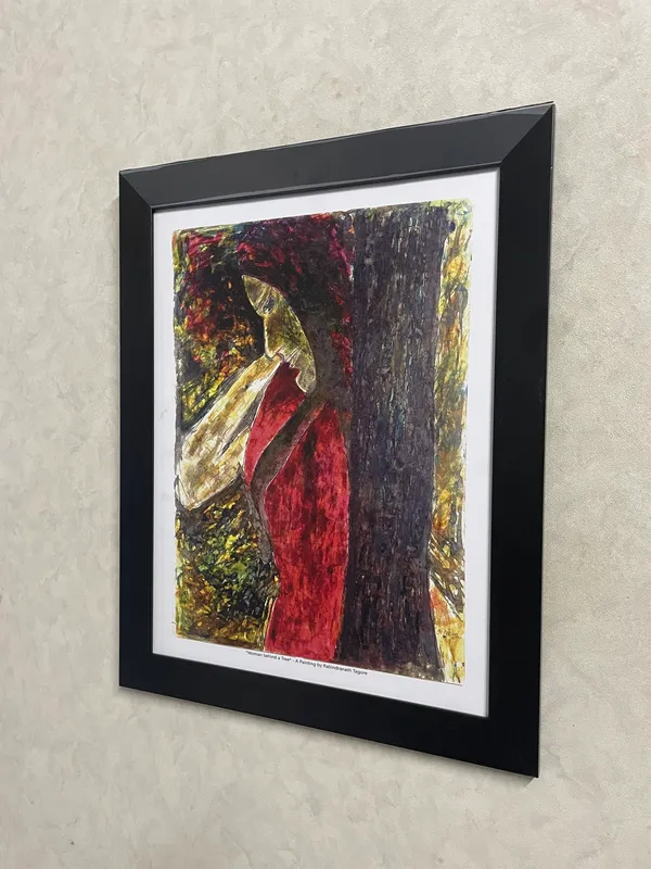 Woman_behind_a_Tree_-_A_Painting_by_Rabindranath_Tagore,_Wall_Decor,_Framed,_Multicolor