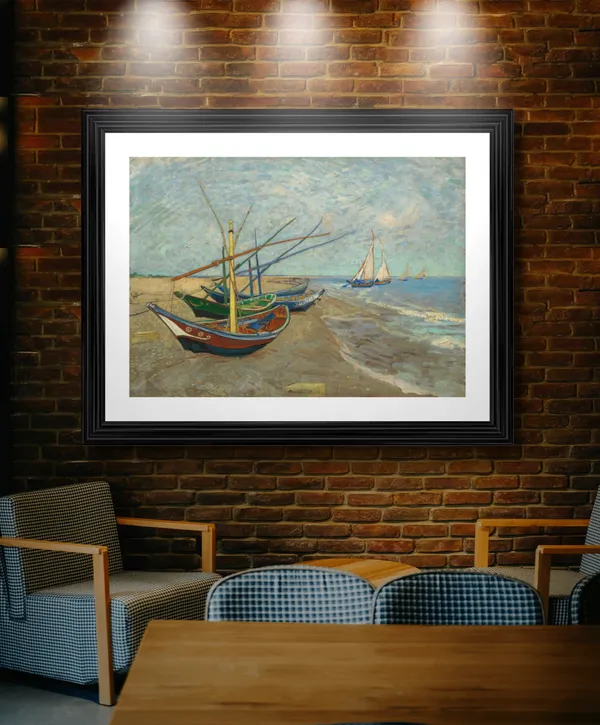 Fishing_Boats_on_the_Beach_1888,_A_Painting_by_Van_Gogh,_Framed,_Wall_Decor,_Multicolor