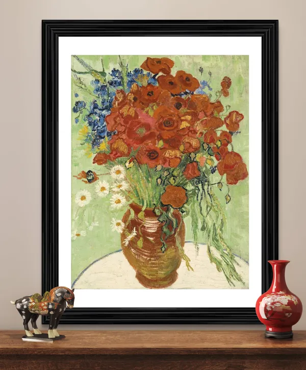 Vase_with_Cornflowers_and_Poppies_1887,_A_Painting_by_Van_Gogh,_Framed,_Wall_Decor,_Multicolor