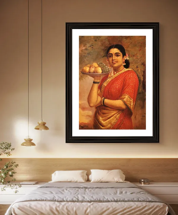 Maharashtrian_Women,_Raja_Ravi_Varma_Paintings,_Set_of_2,_Framed,_Multicolor