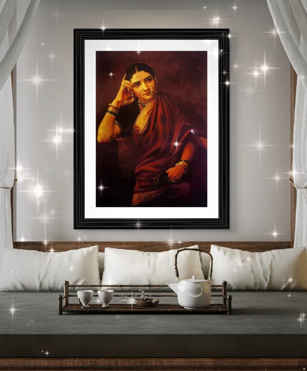 Maharashtrian_Women,_Raja_Ravi_Varma_Paintings,_Set_of_2,_Framed,_Multicolor