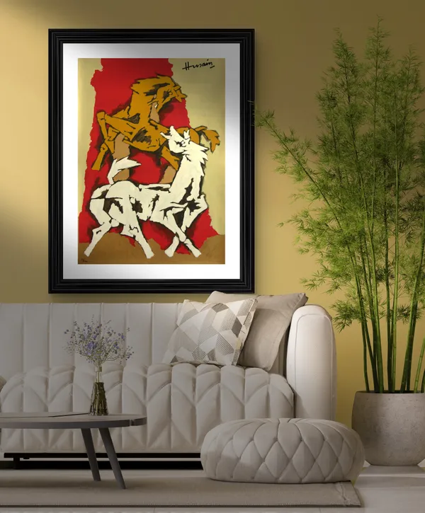 Horse's_Love-_M.F._Husain's_Painting,_Framed,_Wall_Decor,_Multicolor