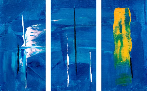 Abstract_Theme_Modern_Art_Painting,_Wall_D�cor,_Framed_Canvas,_Set_of_3,_9"x18"_each,_Multicolor