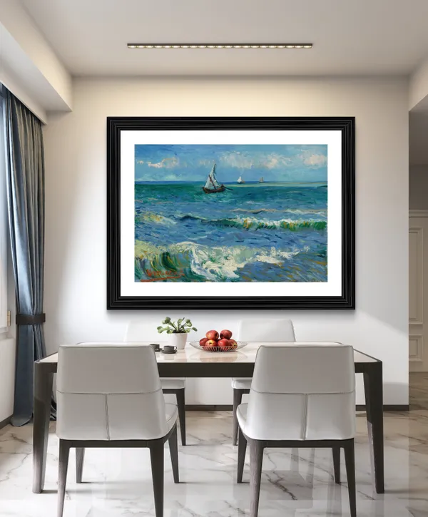 Seascape_Near_Les_Saintes-Maries_1888�_by_Van_Gogh,_Framed,_Wall_Decor,_Multicolor,_Multicolor
